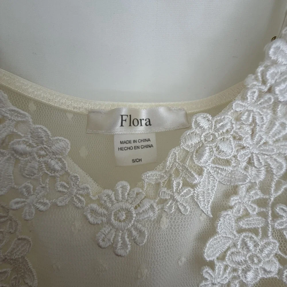 Bridal Ivory Lace Robe Set Flora Nightgown Slip‎ Honeymoon Romantic S